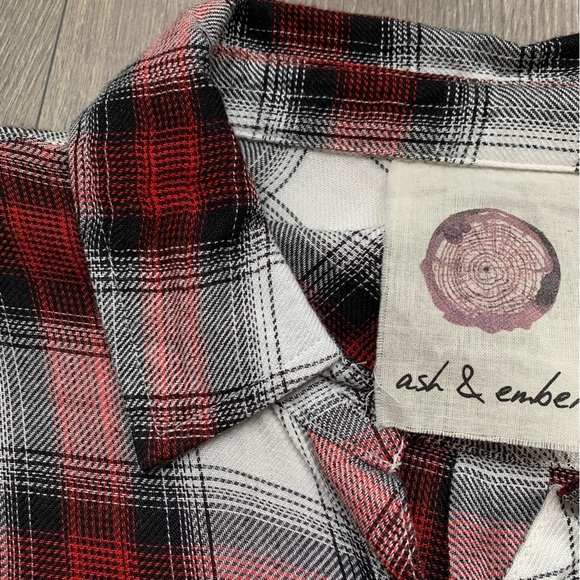 Anthropologie Ash and Ember Button Down front Shirt Plaid Flannel Size XS - Picture 14 of 16